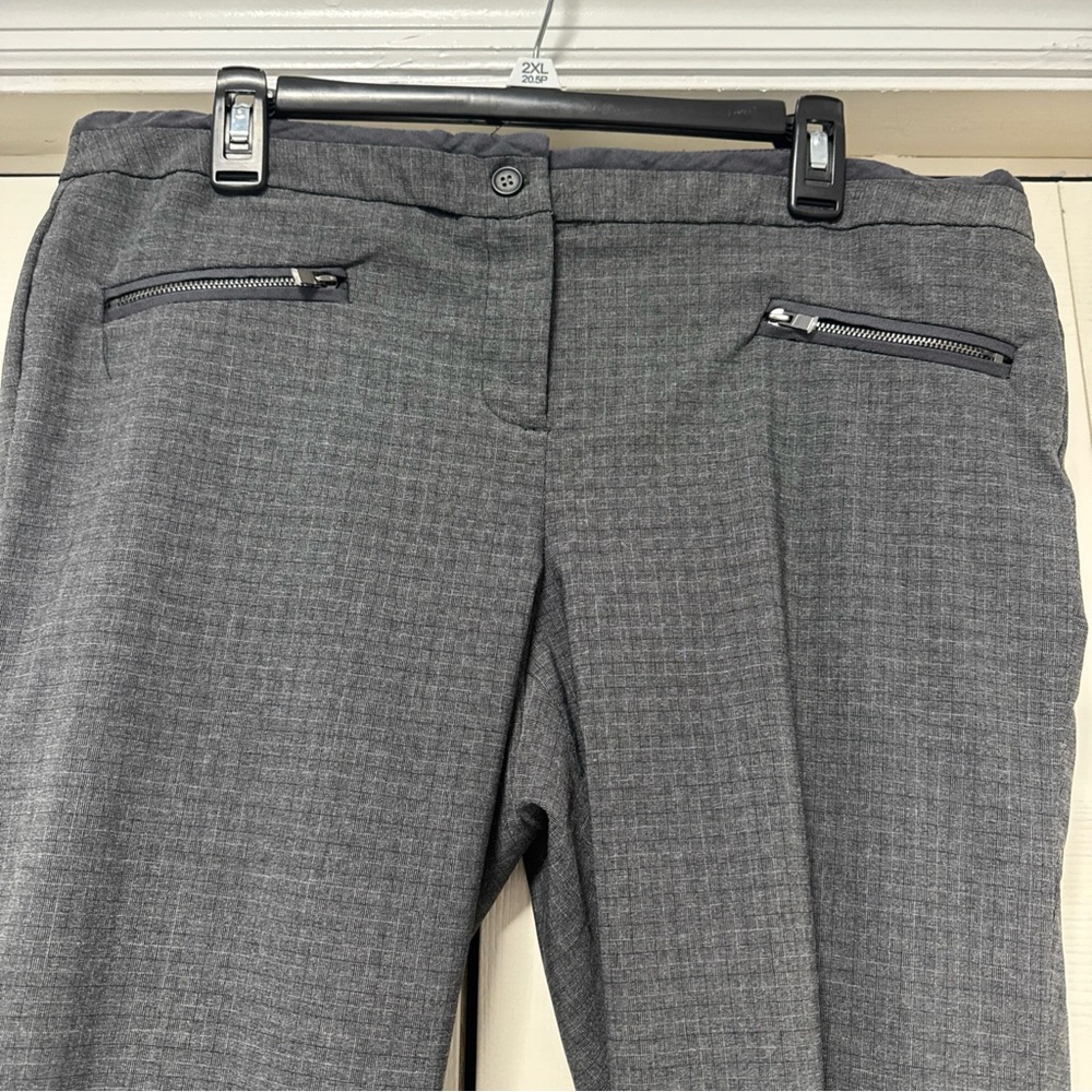 DKNY Charcoal Gray Straight-Leg Ponte Pants with Zip Pockets A29